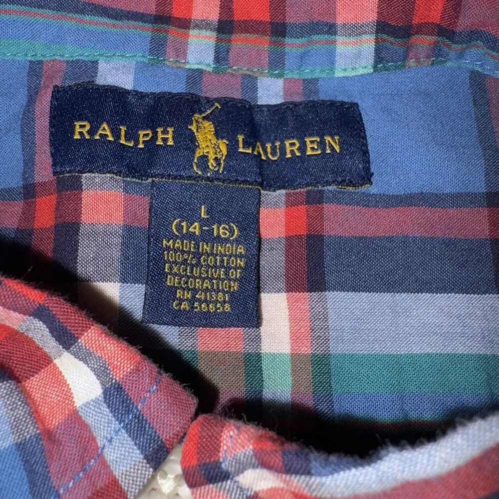 Ralph Lauren Short Sleeve Button Down Shirt Large 14/16 Boy’s